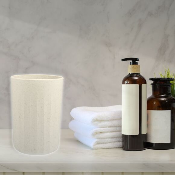 Bathroom Smooth Lines Wheat Straw Toothpaste Tumbler Beige 4.09''x2.80'' - Picture 6 of 6